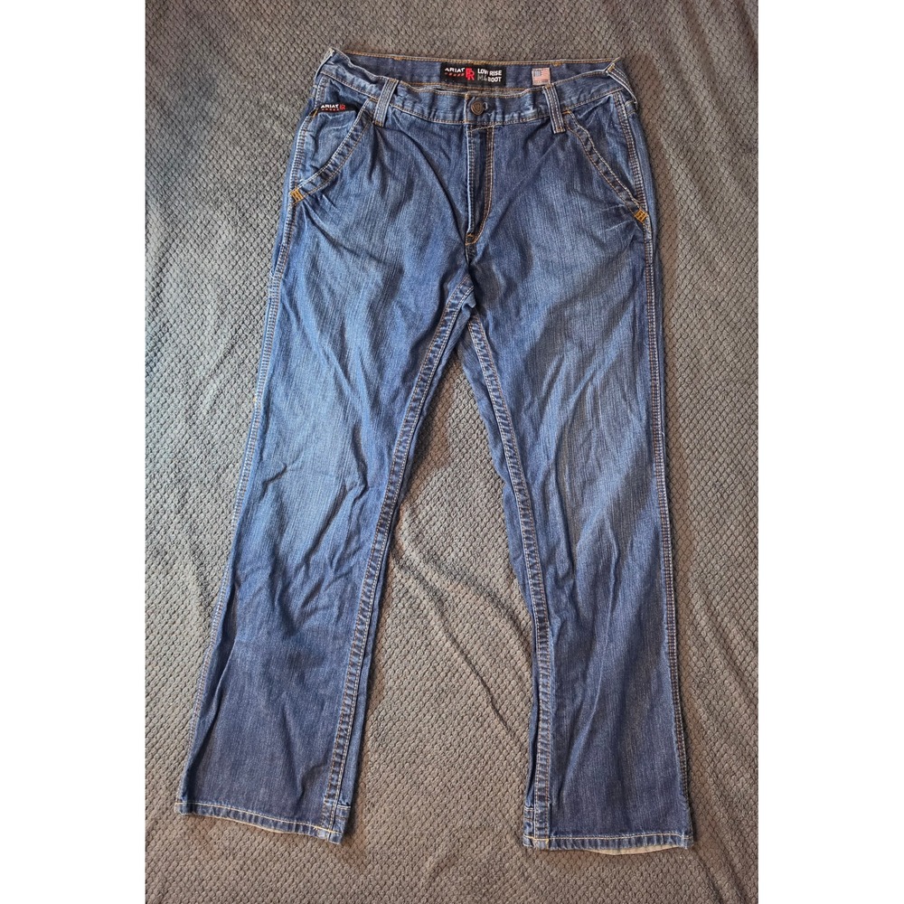 Ariat FR M4 Low Rise Boot Cut Jeans Mens 34x34 Flame Resistant Work Denim Blue